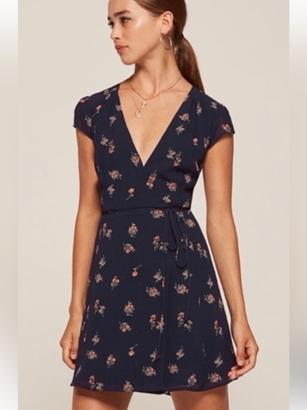 Reformation Oyster Mini Wrap Dress XS Giardini Print